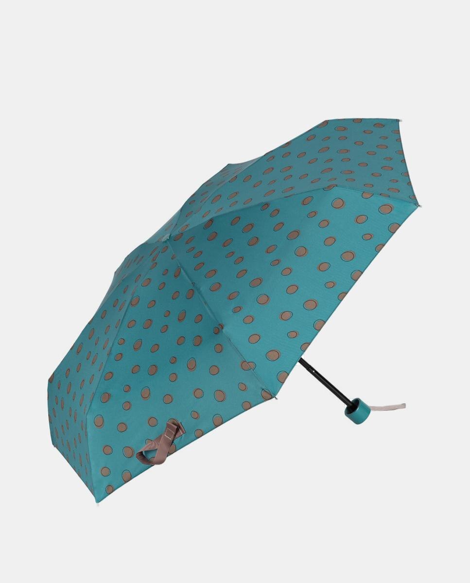 Guarda-Chuva Mini Manual. Liso às Bolinhas. Cabo Direito. Azul-1