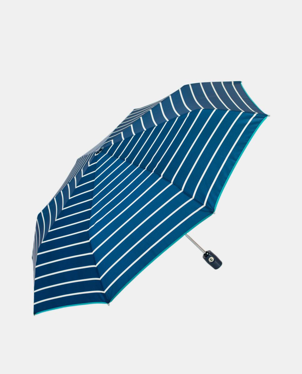Guarda-Chuva Dobrável Automático - Navy & white Azul-marinho-1