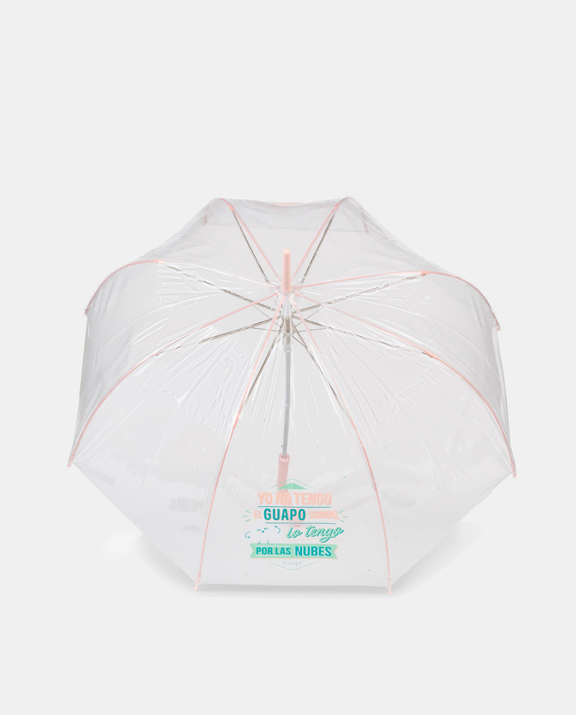 Guarda-Chuva Comprido Automático com Detalhes Rosa - Transparente Transparente-1