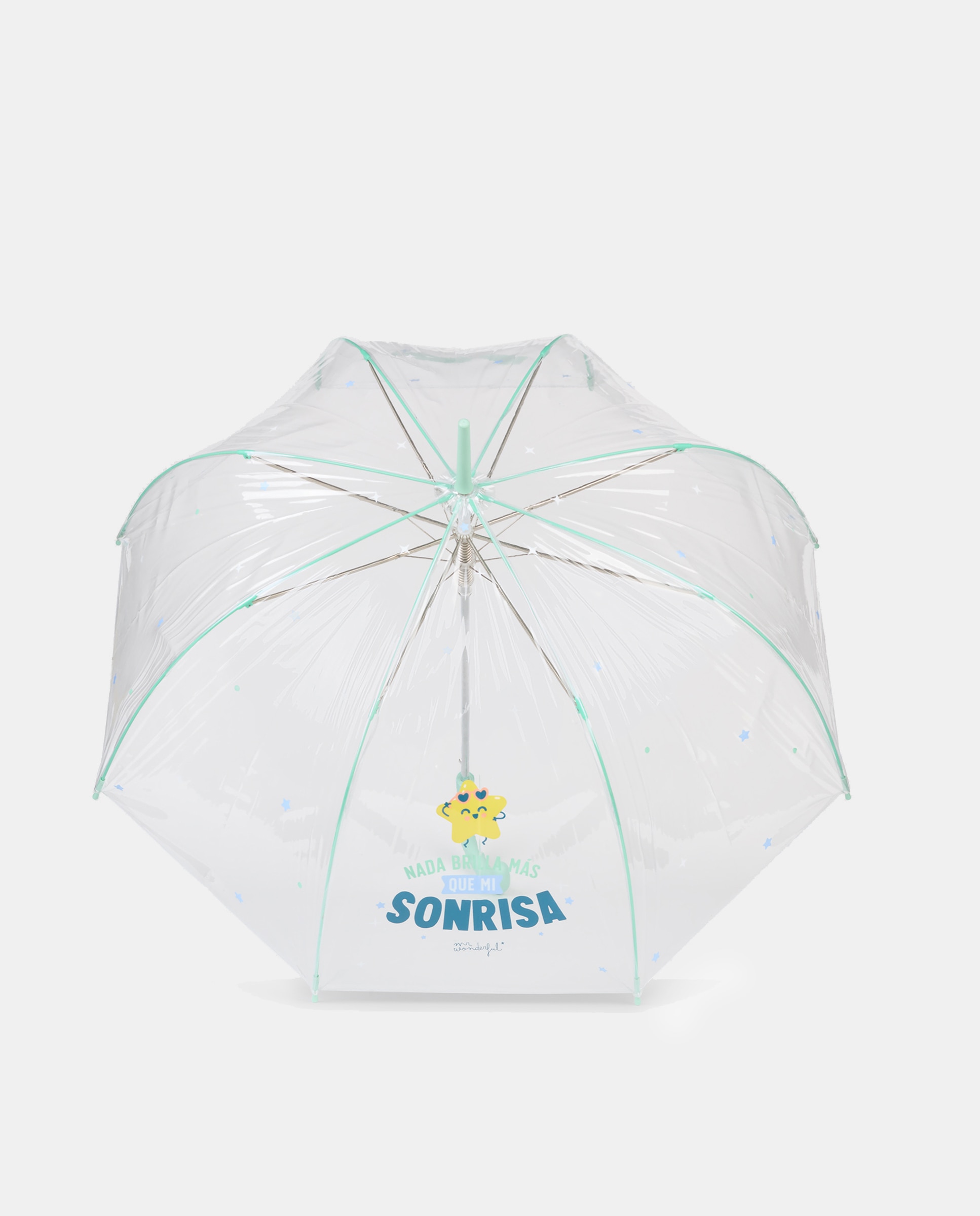 Guarda-Chuva Comprido Automático com Detalhes Verdes - Transparente Transparente-1