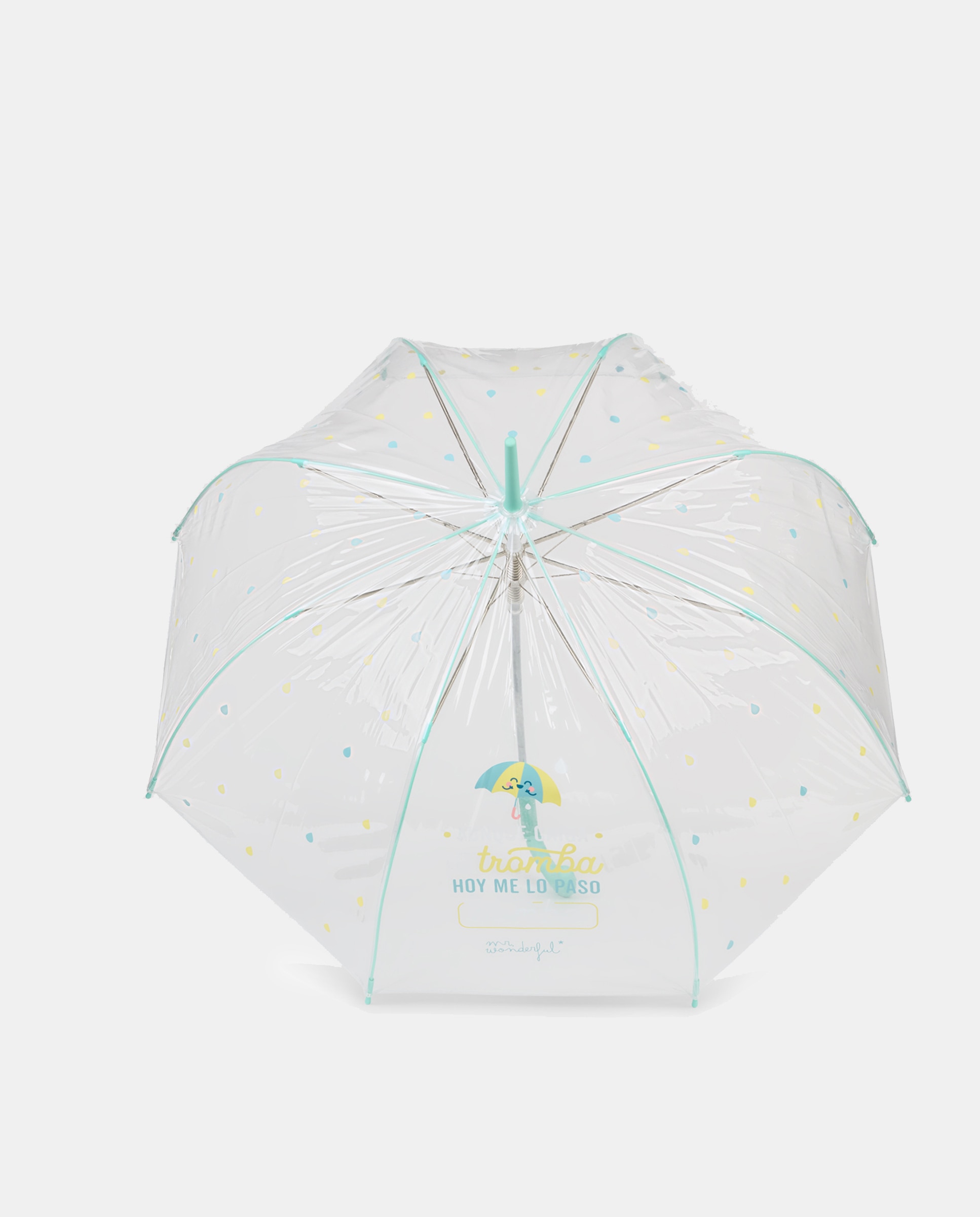 Guarda-Chuva Comprido Automático com Detalhes Azuis - Transparente Transparente-1