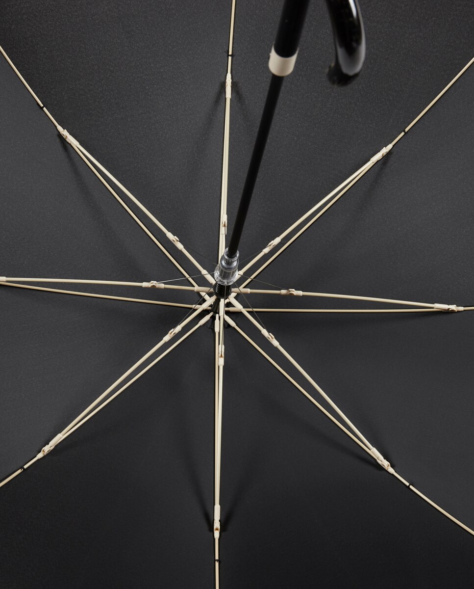 Guarda-Chuva Comprido Automático com Estampado e Punho Curvo - Preto Preto-2