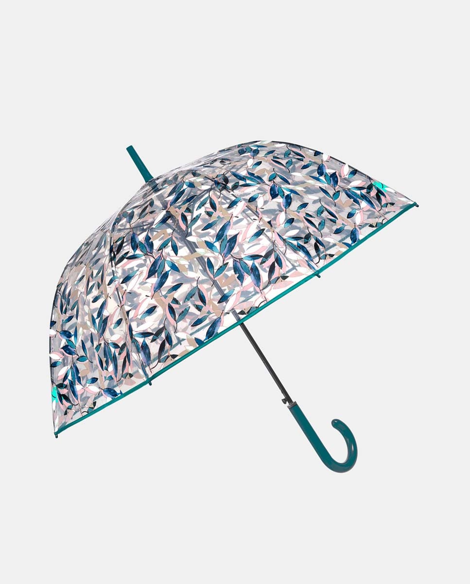 Guarda-Chuva Automático com Cúpula Transparente Azul-1