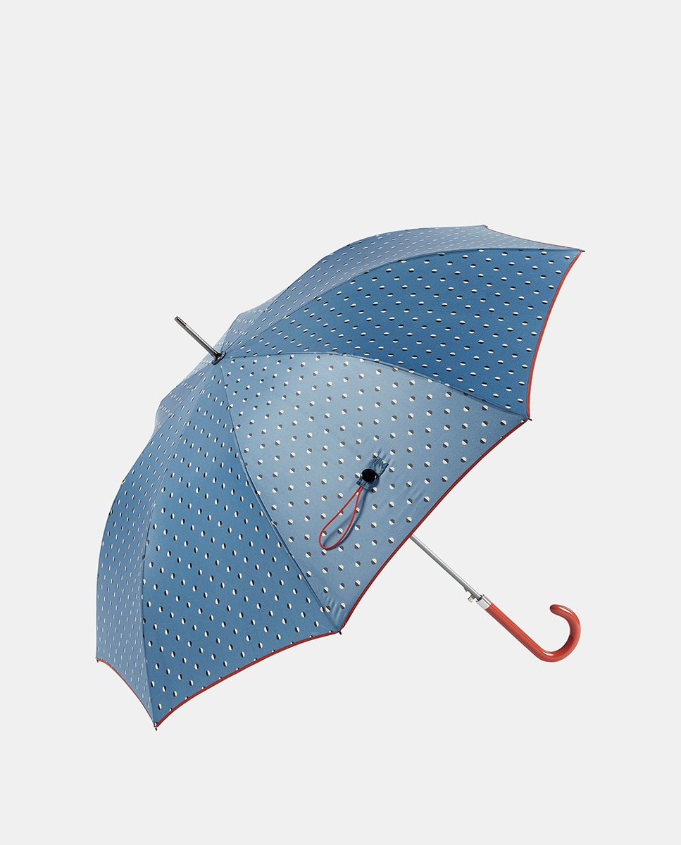 Guarda-Chuva Comprido Liso com Debruado - Preto Azul-1