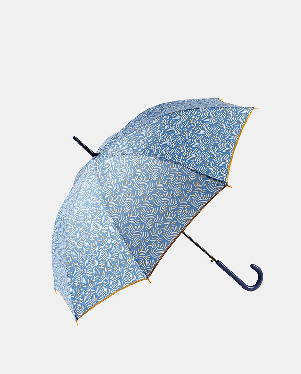 Guarda-Chuva Comprido Automático Estampado Azul-1