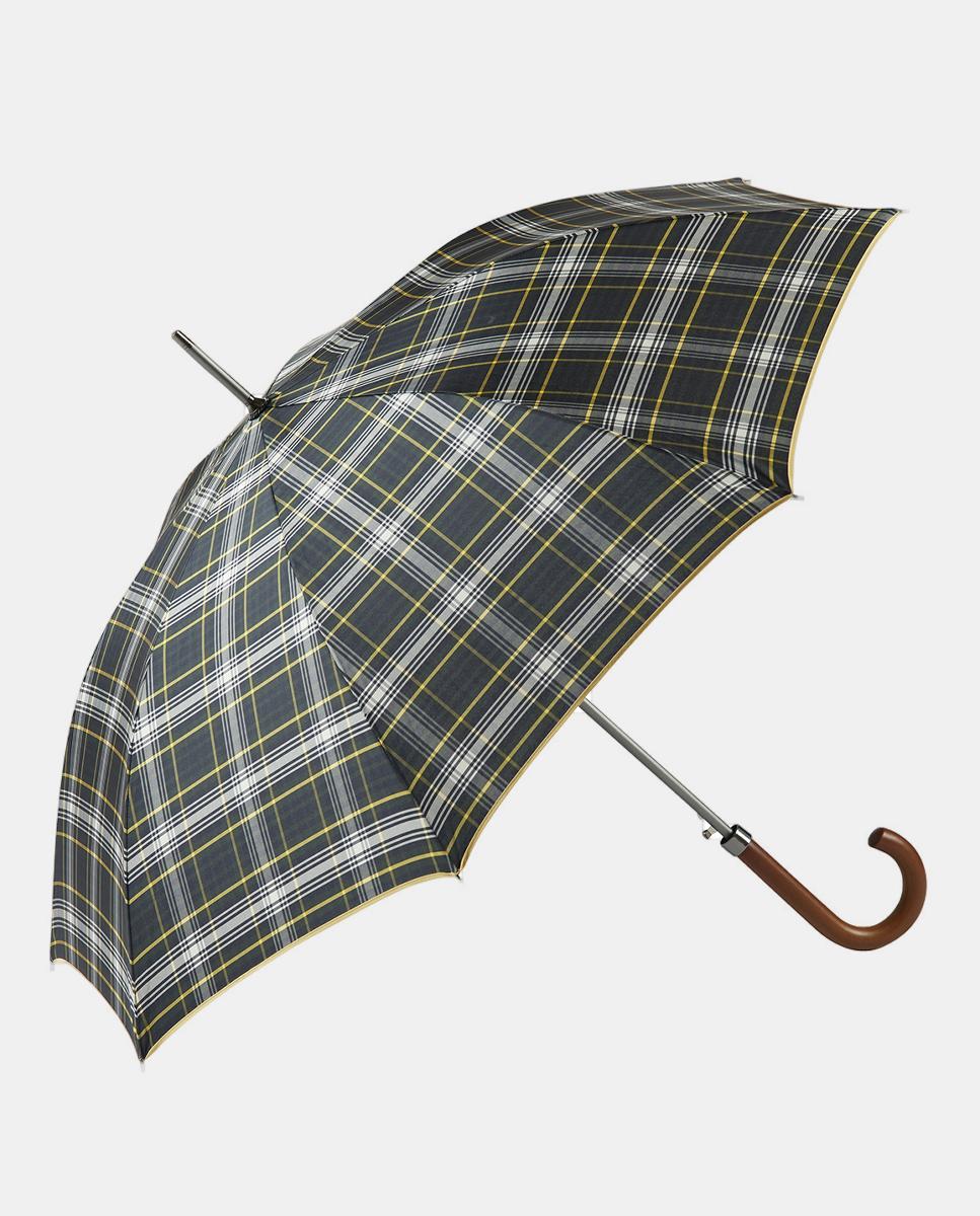 Guarda-Chuva Unissexo Automático de Alumínio com Varetas de Fibra de Vidro e Punho Curvo de Madeira Verde-1
