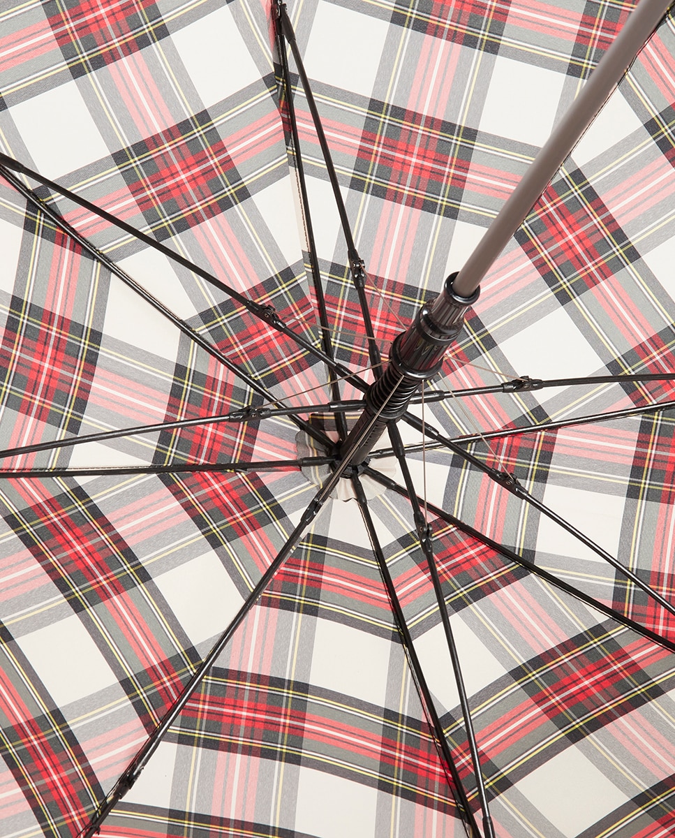 Guarda-Chuva Unissexo Automático de Alumínio com Varetas de Fibra de Vidro e Punho Curvo de Madeira Branco-4