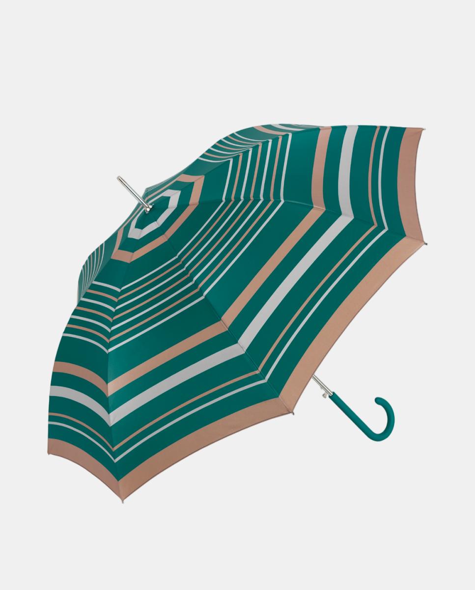 Imagem 0 de Guarda-Chuva Comprido Automático com Cabo Curvado e Estampado às Riscas
