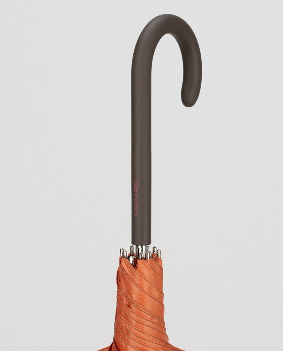 Guarda-Chuva Comprido Automático com Cabo Curvado e Estampado às Riscas Lilás-3