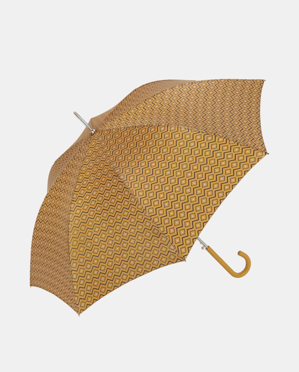 Imagem 0 de Guarda-Chuva Comprido Automático com Cabo Curvado e Estampado Geométrico