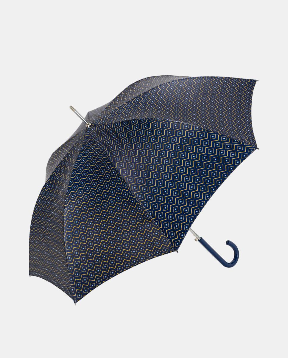 Imagem 0 de Guarda-Chuva Comprido Automático com Cabo Curvado e Estampado Geométrico
