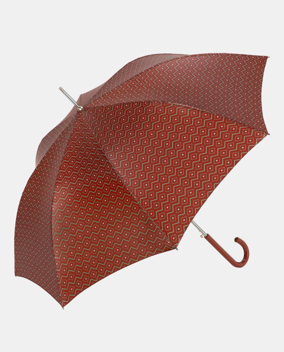 Imagem 0 de Guarda-Chuva Comprido Automático com Cabo Curvado e Estampado Geométrico