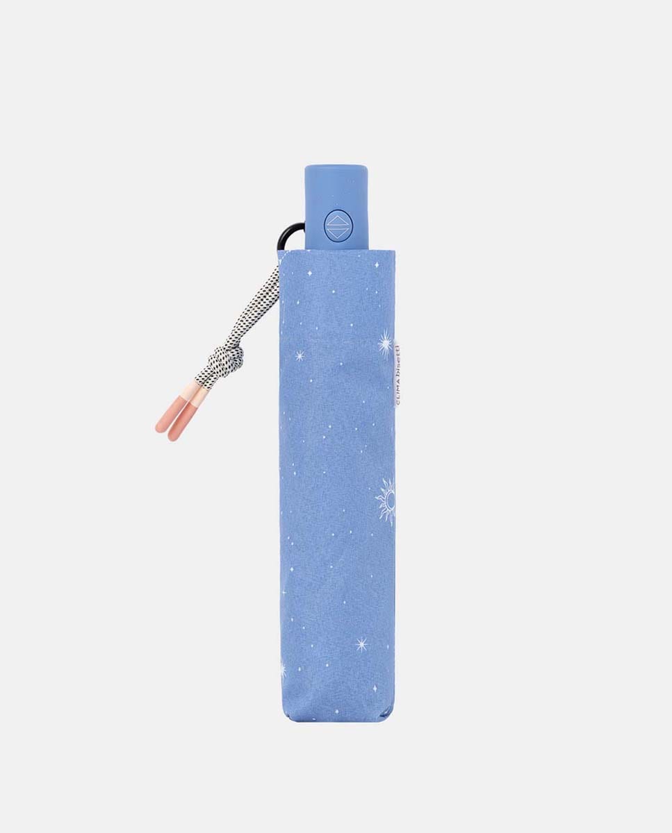 Guarda-Chuva Dobrável Open+Close "Astrology". Trata-se de um Guarda-Chuva com Tecnologia Windproof e Tecido de Poliéster Reciclado e Reciclável. Azul-claro-2