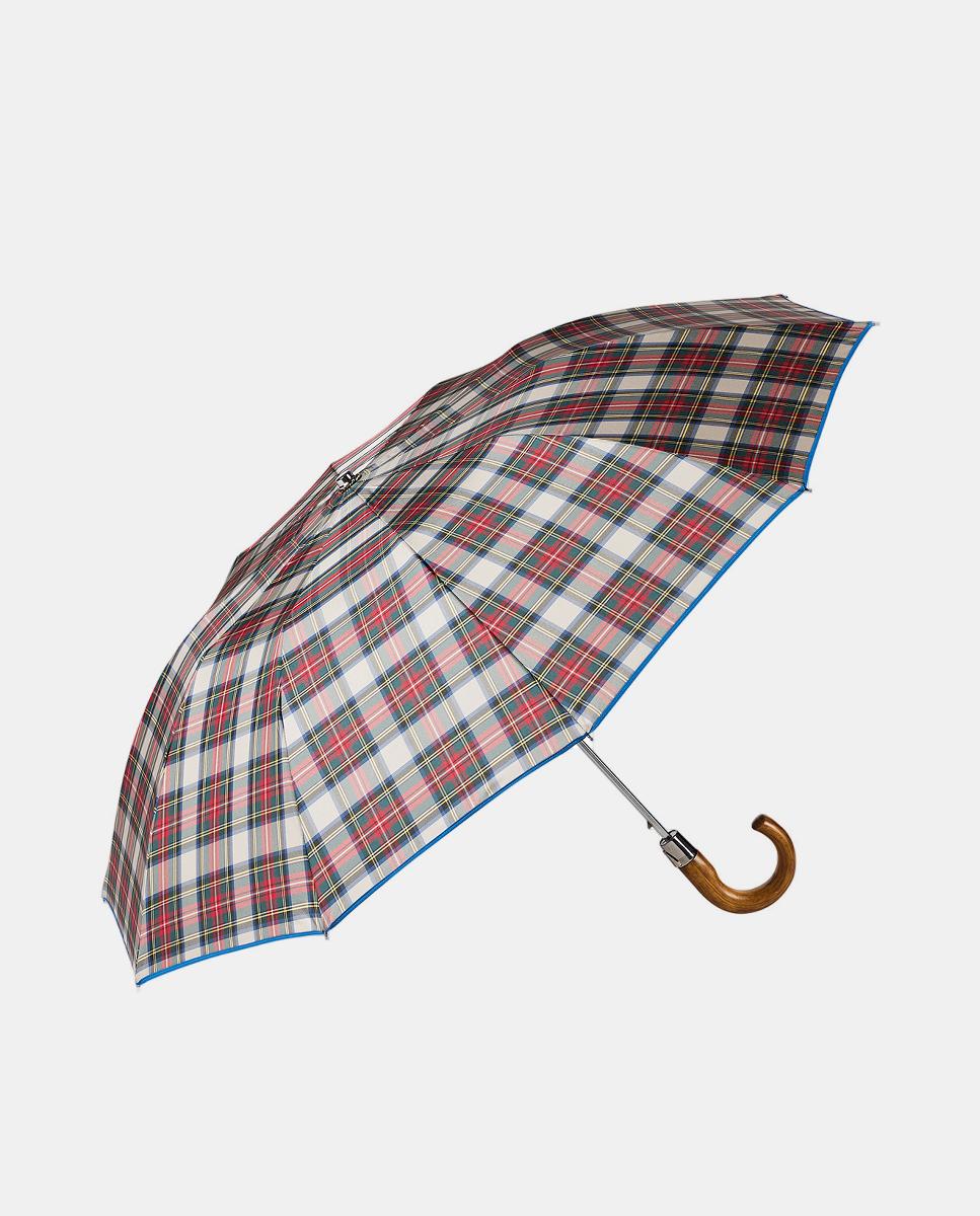 Guarda-Chuva Unissexo Automático de Aço com Varetas de Aço e Punho Curvo de Madeira Branco-1