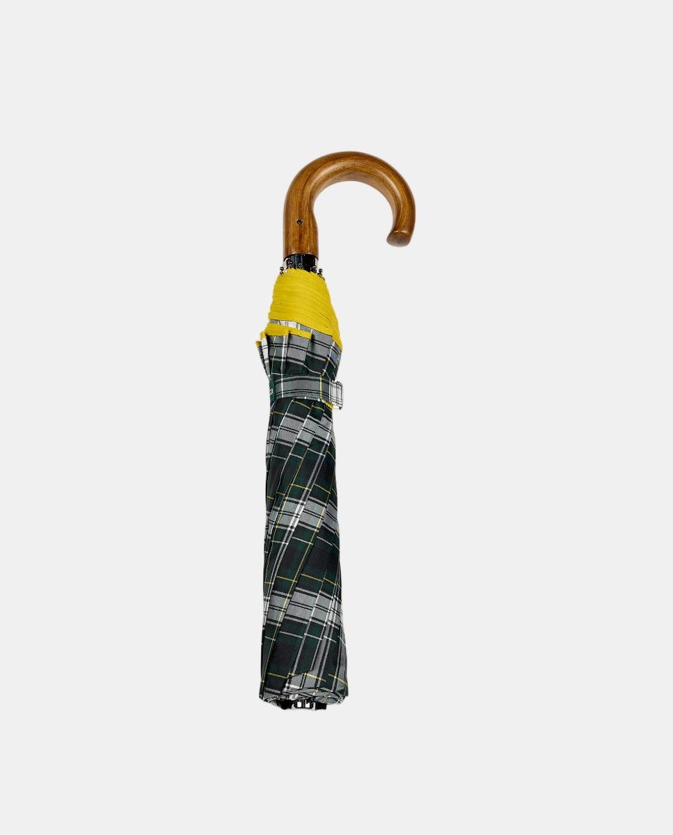 Guarda-Chuva Unissexo Automático de Aço com Varetas de Aço e Punho Curvo de Madeira Multicolor-3