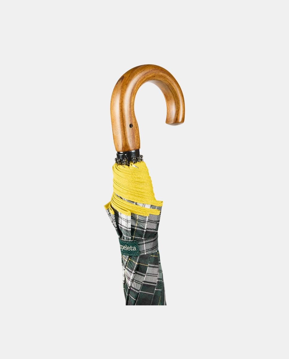 Guarda-Chuva Unissexo Automático de Aço com Varetas de Aço e Punho Curvo de Madeira Multicolor-4