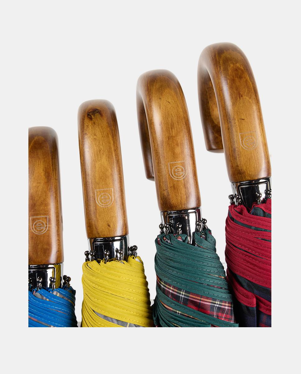 Guarda-Chuva Unissexo Automático de Aço com Varetas de Aço e Punho Curvo de Madeira Multicolor-5