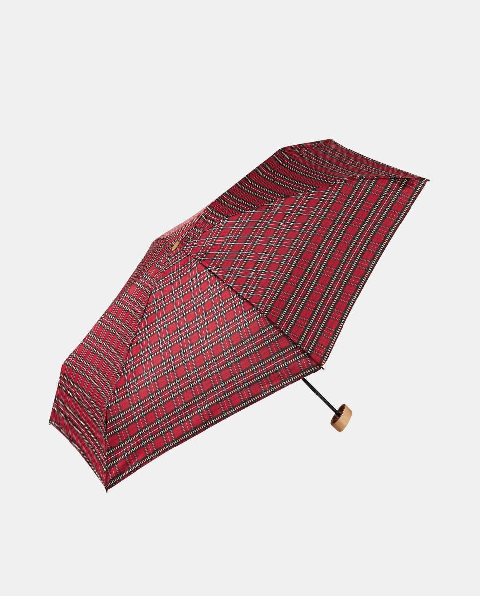 Guarda-Chuva Unissexo Automático de Aço com Varetas de Aço e Punho Reto de Madeira Vermelho-1