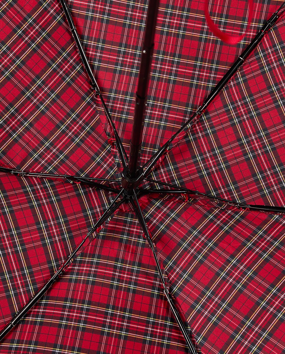 Guarda-Chuva Unissexo Automático de Aço com Varetas de Aço e Punho Reto de Madeira Vermelho-5