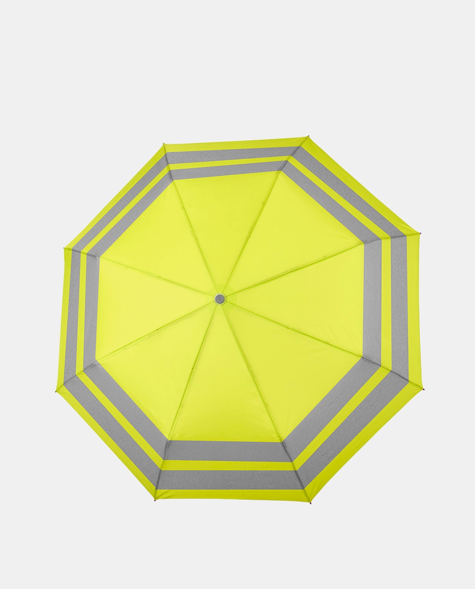 Guarda-Chuva Mini Dobrável Automático com Riscas Refletoras Amarelo-2