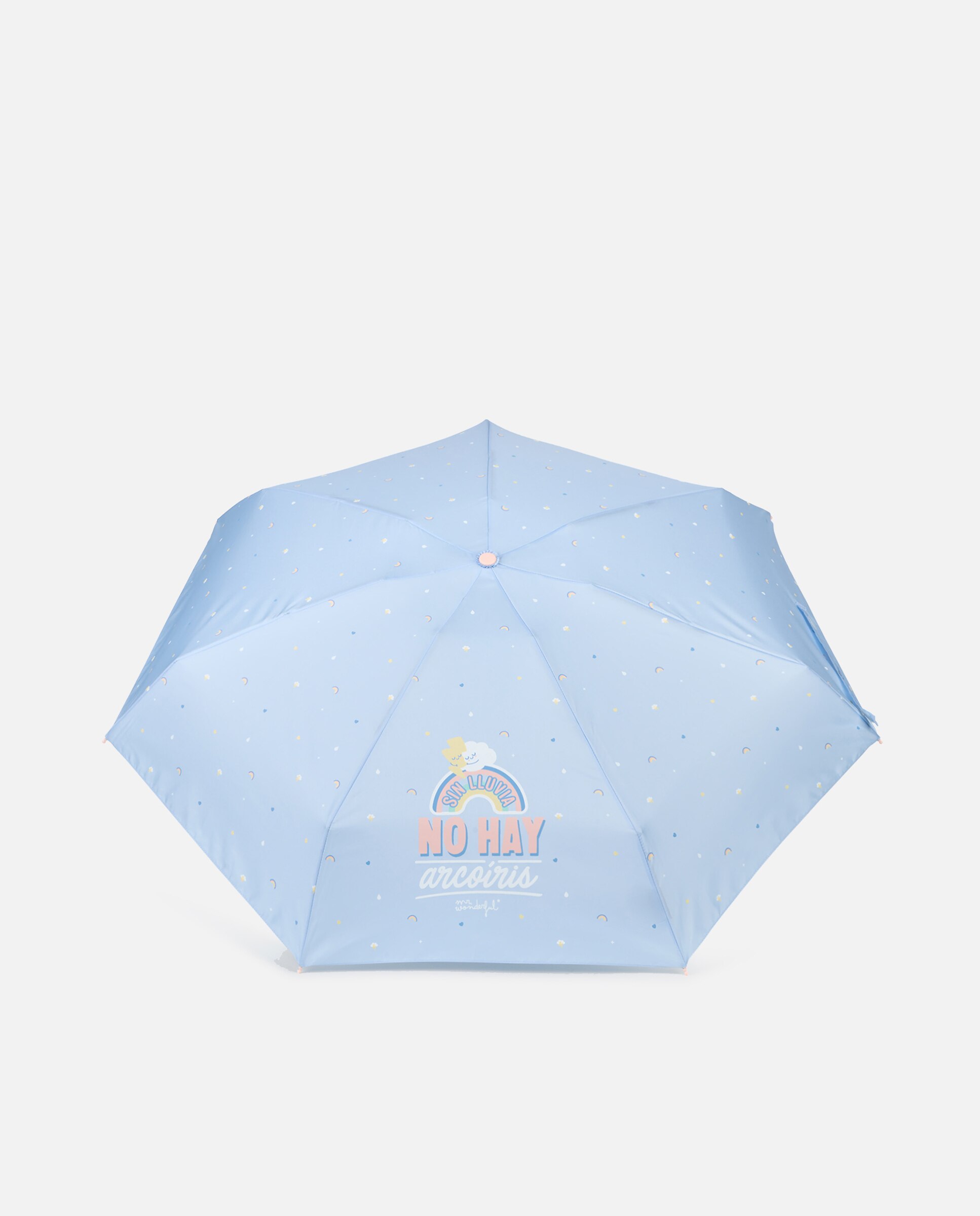 Guarda-Chuva Dobrável Manual com Cabo em Contraste - Azul-Claro Azul-claro-1
