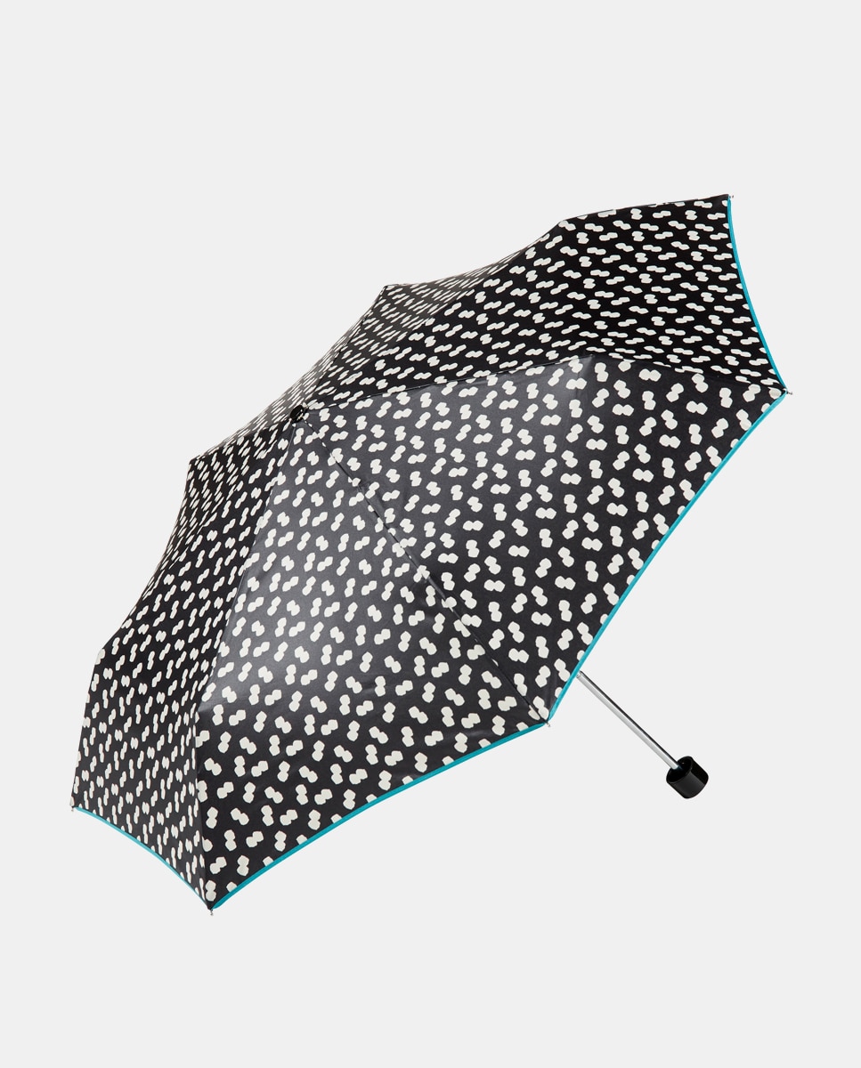 Guarda-Chuva Dobrável Manual com Estampado de Fantasia Preto-1