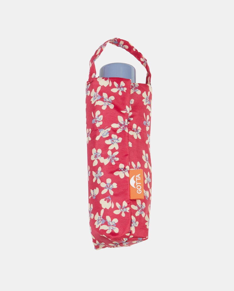 Guarda-Chuva Mini Dobrável Manual com Estampado Floral Vermelho-2