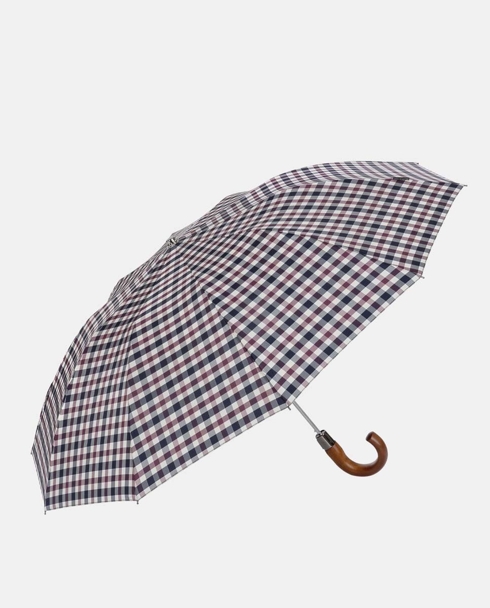 Guarda-Chuva Dobrável Top Less "British". Fio Tingido com Estampado aos Quadrados. Cúpula de Grande Abertura Multicolor-1