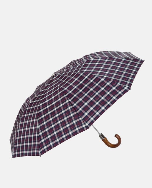 Imagem 0 de Guarda-Chuva Dobrável Top Less "British". Fio Tingido com Estampado aos Quadrados. Cúpula de Grande Abertura.