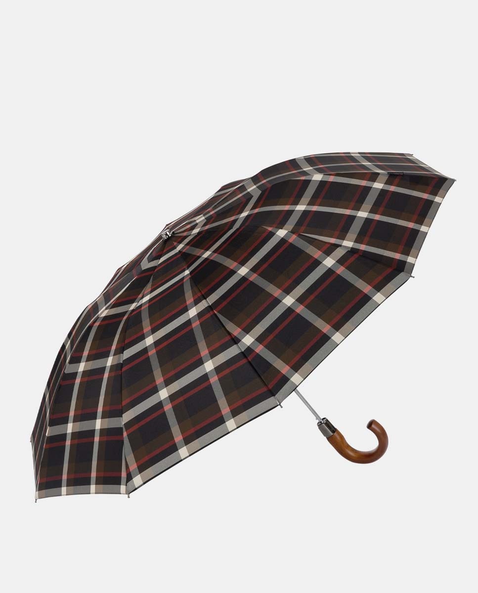 Guarda-Chuva Dobrável Top Less "British". Fio Tingido com Estampado aos Quadrados. Cúpula de Grande Abertura Multicolor-1