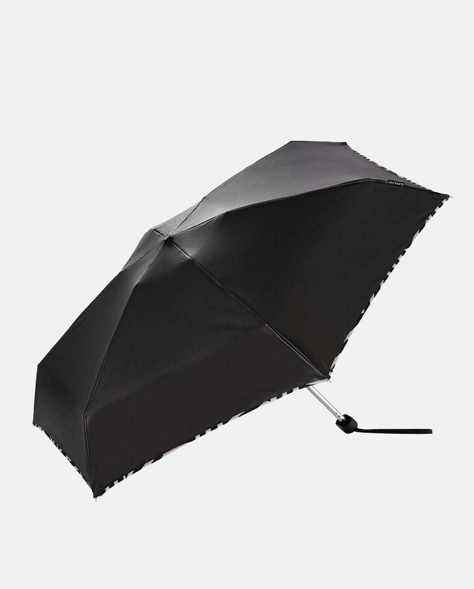 Guarda-Chuva Mini Manual "Zebra" com Bolsa e Fabricado em Tecido Reciclado. Ligeiro e com Sistema Windproof. Preto-1