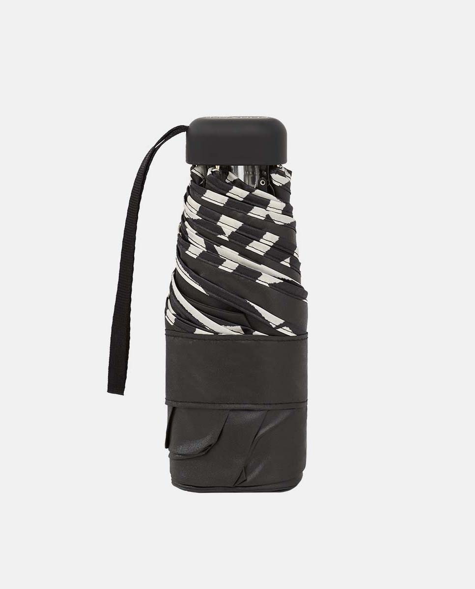 Guarda-Chuva Mini Manual "Zebra" com Bolsa e Fabricado em Tecido Reciclado. Ligeiro e com Sistema Windproof. Preto-4