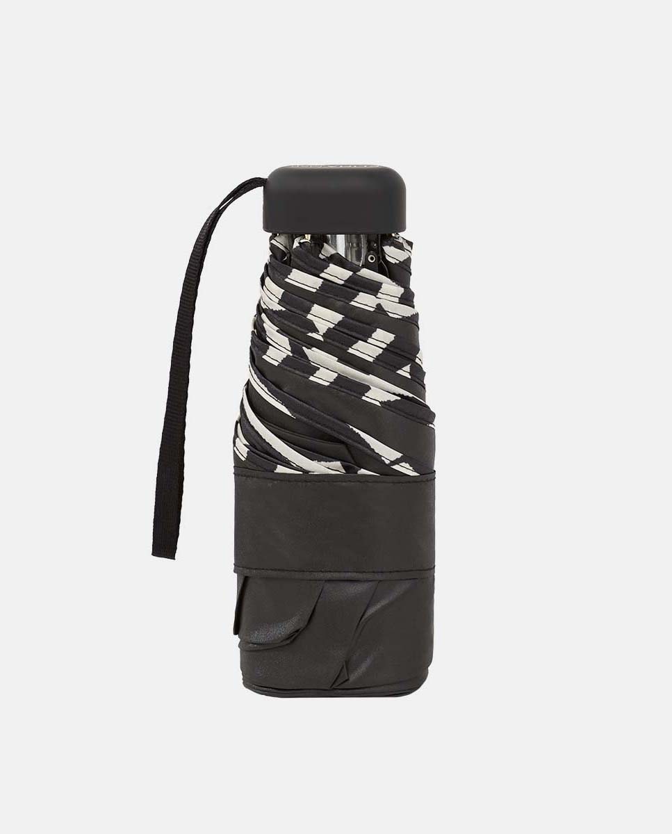 Guarda-Chuva Mini Manual "Zebra" com Bolsa e Fabricado em Tecido Reciclado. Ligeiro e com Sistema Windproof. Preto-4