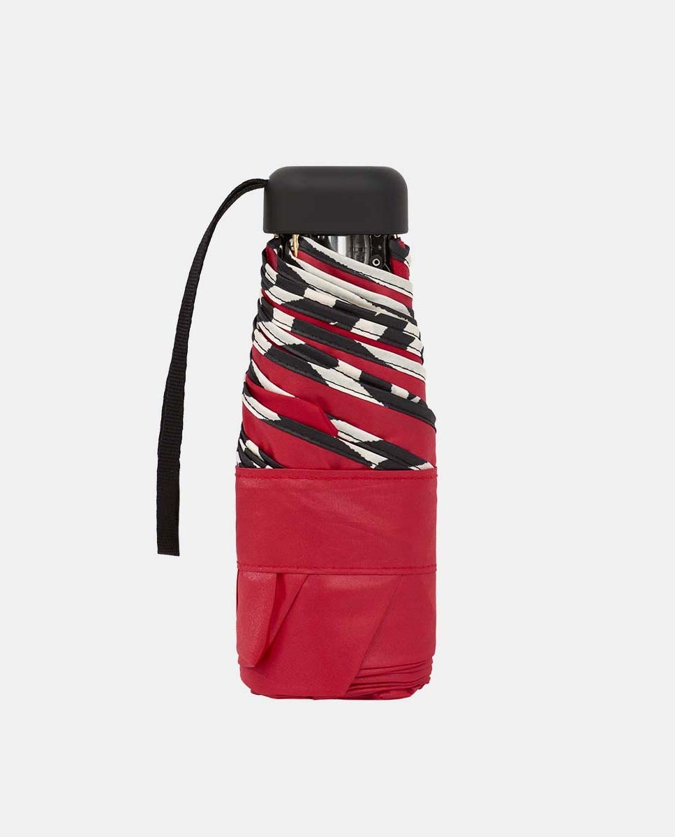 Guarda-Chuva Mini Manual "Zebra" com Bolsa e Fabricado em Tecido Reciclado. Ligeiro e com Sistema Windproof. Vermelho-4