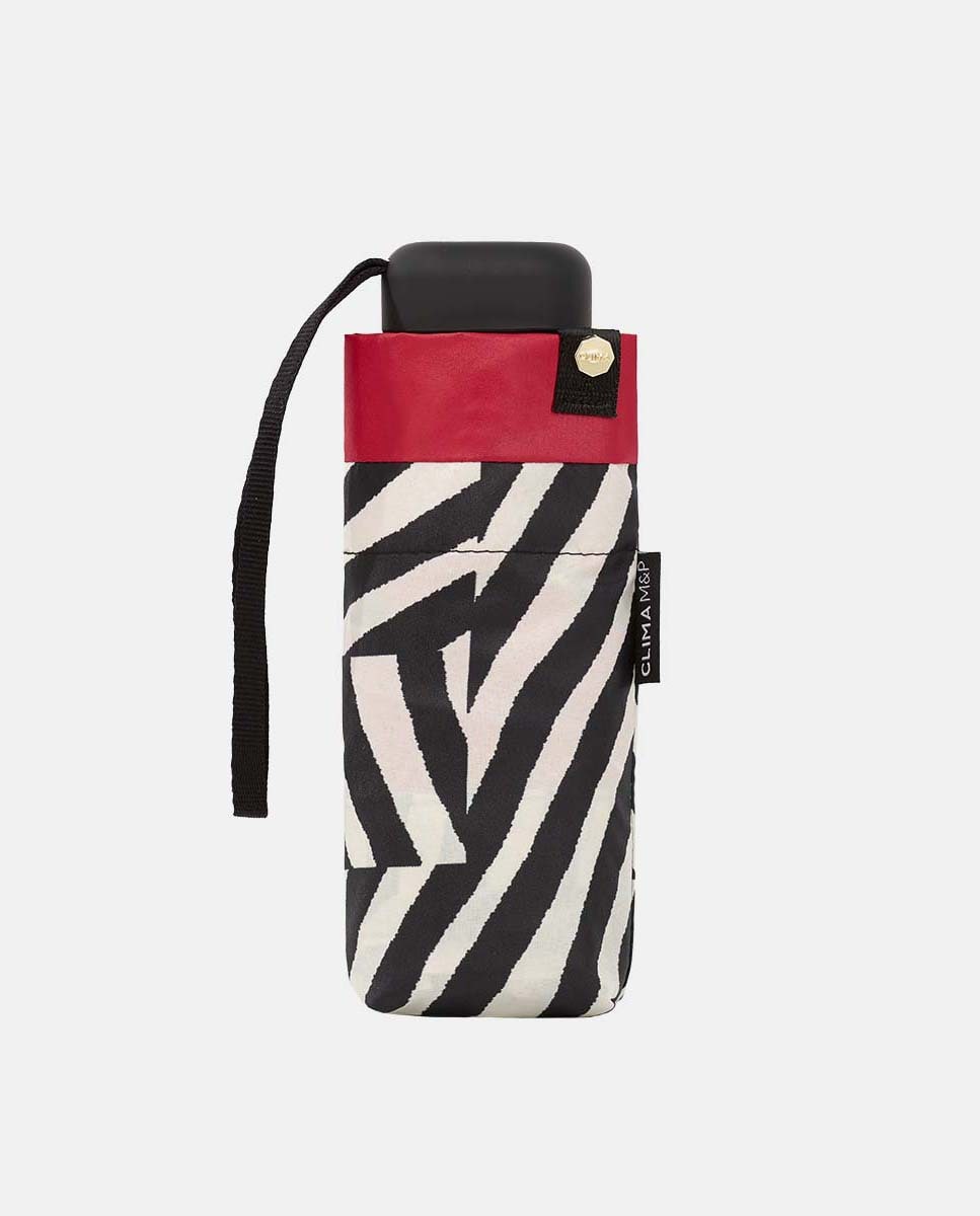Guarda-Chuva Mini Manual "Zebra" com Bolsa e Fabricado em Tecido Reciclado. Ligeiro e com Sistema Windproof. Vermelho-3