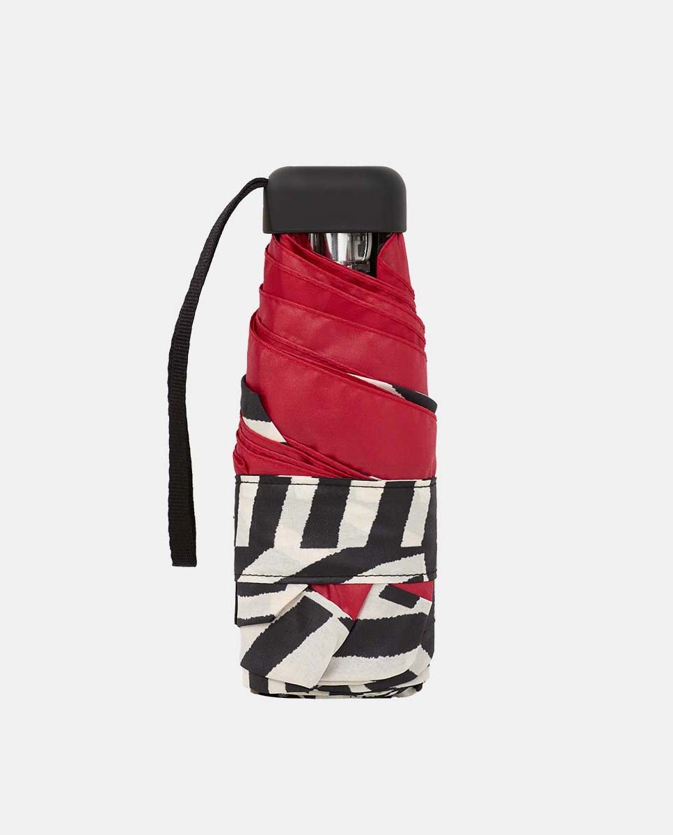 Guarda-Chuva Mini Manual "Zebra" com Bolsa e Fabricado em Tecido Reciclado. Ligeiro e com Sistema Windproof. Vermelho-4