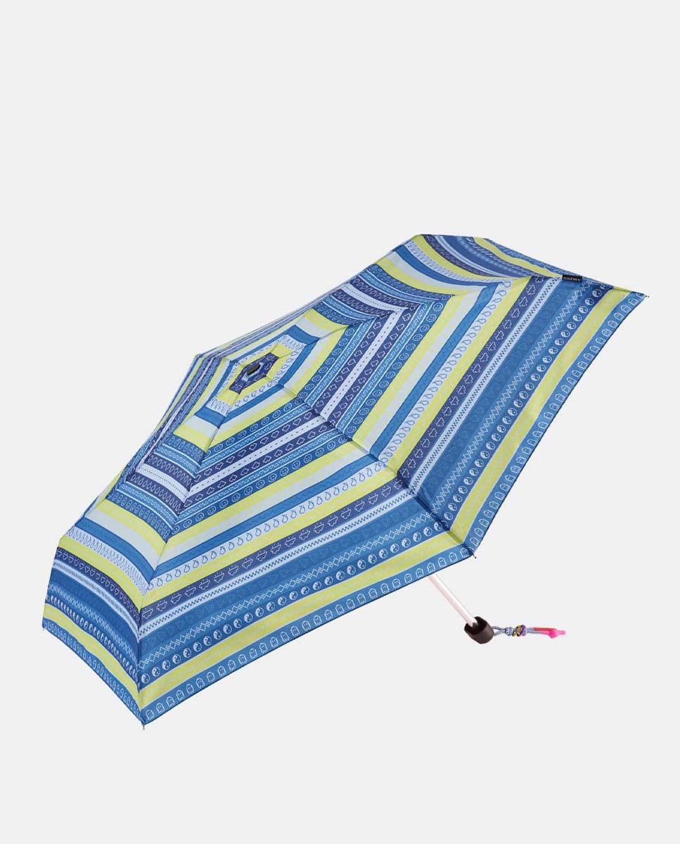 Guarda-Chuva Mini Manual "Blocks" com Proteção Solar UVP50+ e Tecido Reciclado. Com Sistema Windproof. Azul-1