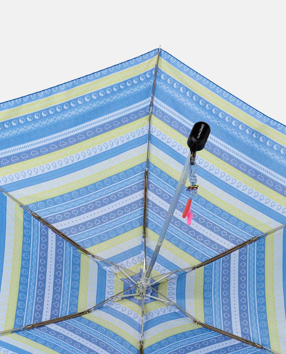 Guarda-Chuva Mini Manual "Blocks" com Proteção Solar UVP50+ e Tecido Reciclado. Com Sistema Windproof. Azul-4