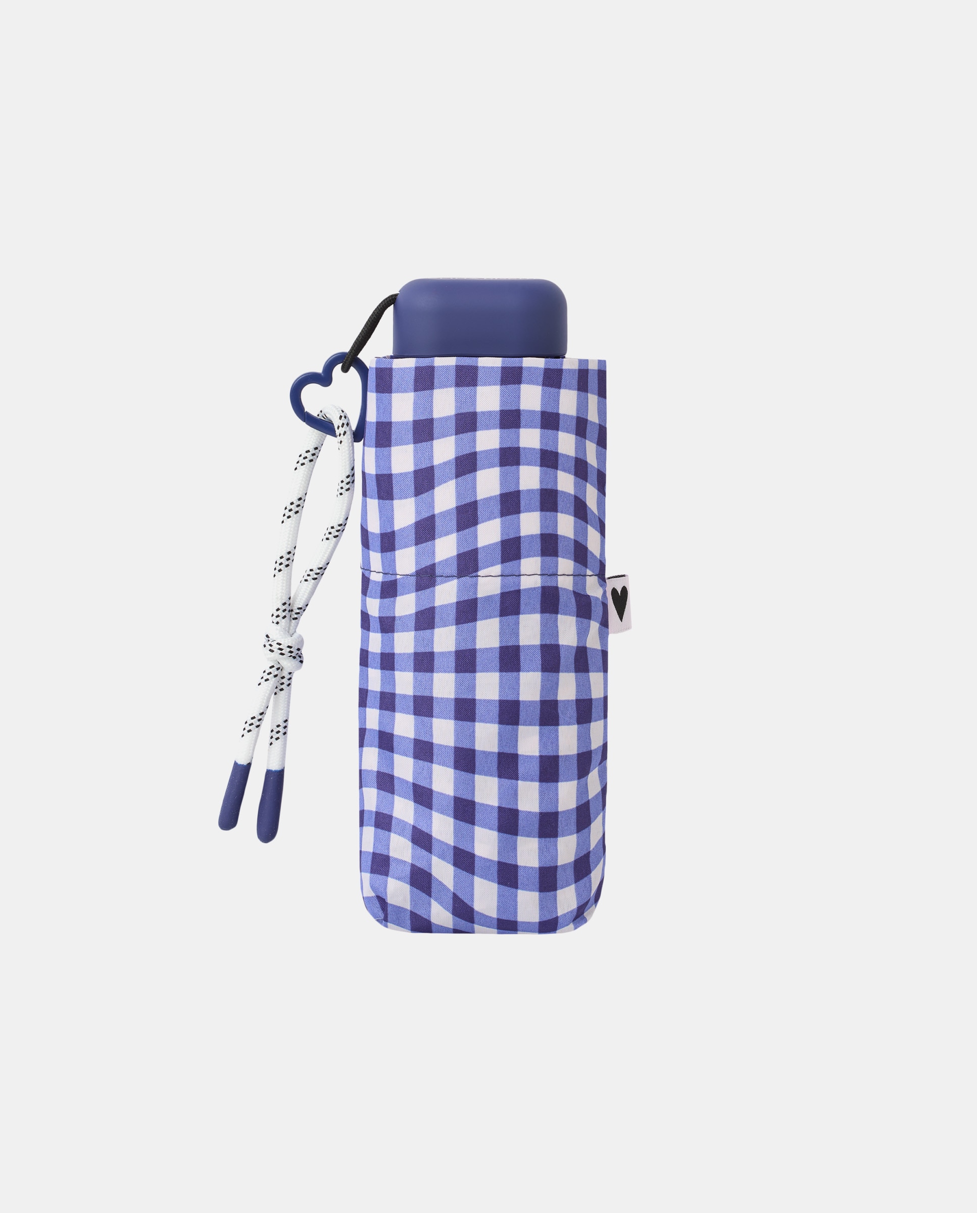 Guarda-Chuva Dobrável Mini Manual "Vichy". Trata-se de um Guarda-Chuva Ultraligeiro com Bolsa, UVP 50+, Tecido de Poliéster Reciclado e Reciclável Azul-3