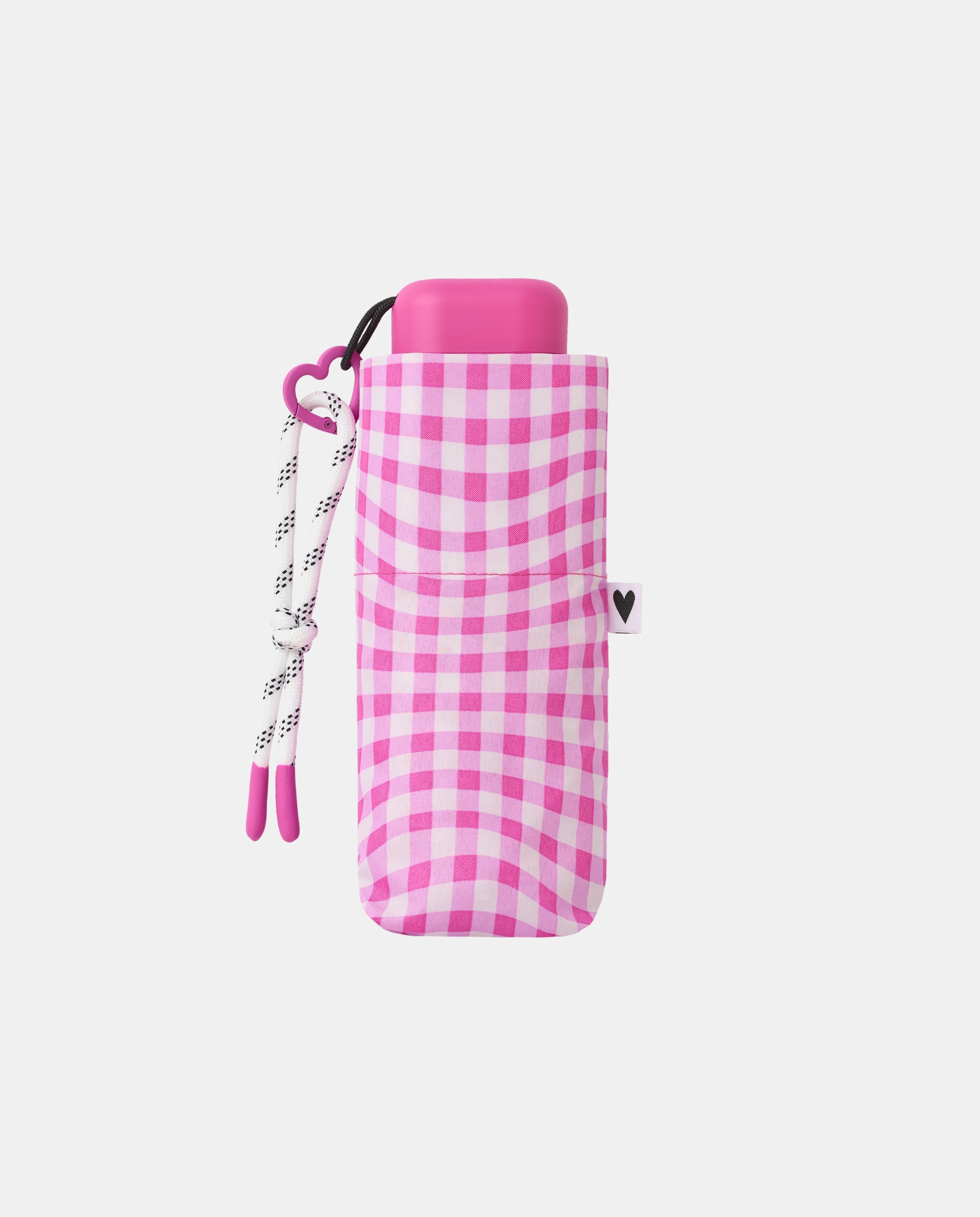 Guarda-Chuva Dobrável Mini Manual "Vichy". Trata-se de um Guarda-Chuva Ultraligeiro com Bolsa, UVP 50+, Tecido de Poliéster Reciclado e Reciclável Fúcsia-3