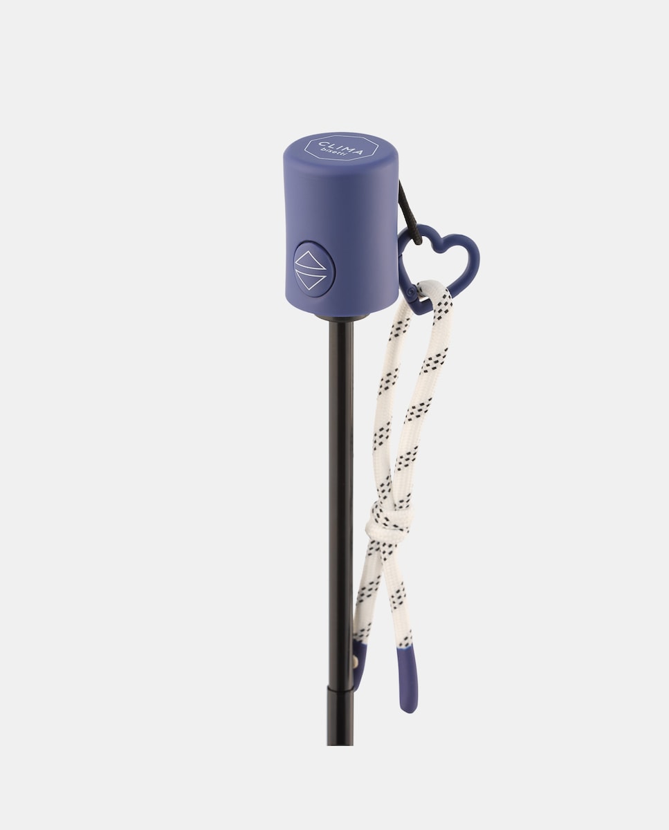 Guarda-Chuva Dobrável Open+Close "Vichy". Trata-se de um Guarda-Chuva com Tecnologia Windproof e Tecido de Poliéster Reciclado e Reciclável. Azul-3