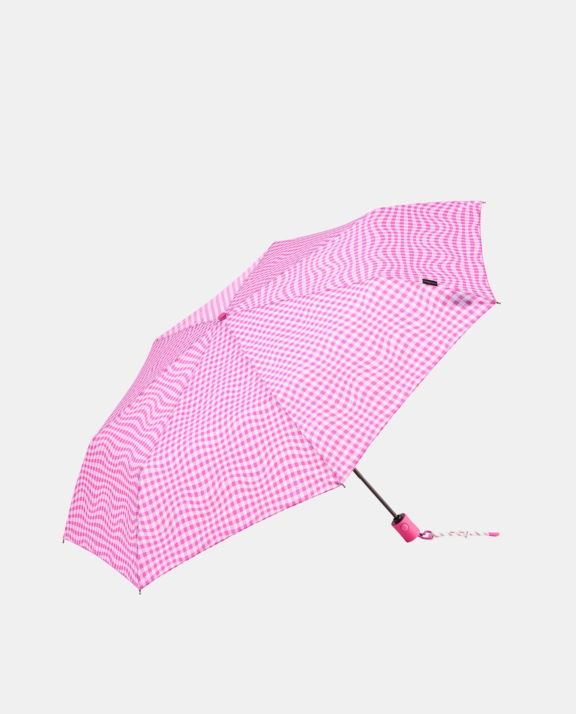 Guarda-Chuva Dobrável Open+Close "Vichy". Trata-se de um Guarda-Chuva com Tecnologia Windproof e Tecido de Poliéster Reciclado e Reciclável Fúcsia-1