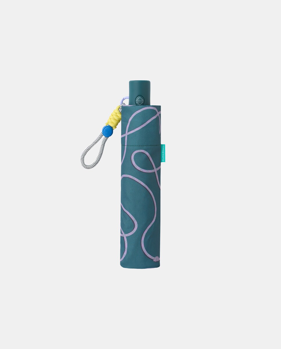 Guarda-Chuva Dobrável Manual de Punho Curvo "Cords" com Proteção Solar UVP50+ e Tecido de Poliéster Reciclado e Reciclável. Verde-escuro-2