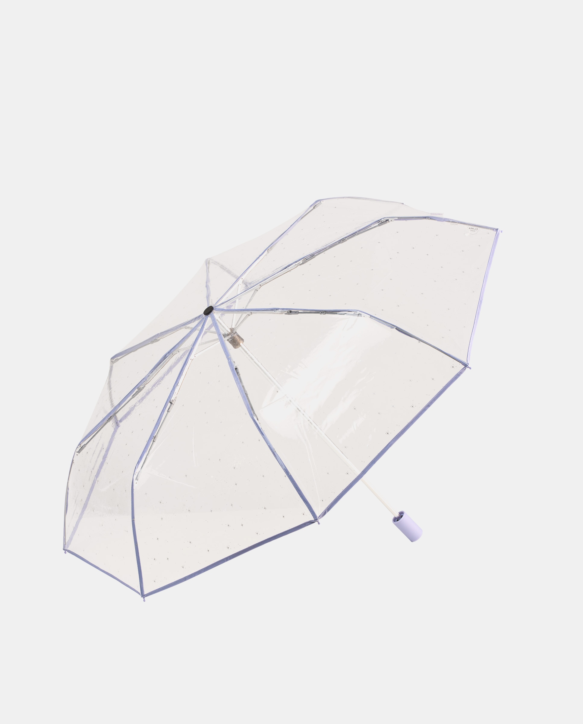 Guarda-Chuva Dobrável Transparente "Stars". Com Punho e Vivos a Condizer, Tecnologia Windproof e Estampado de Estrelas. Transparente-1