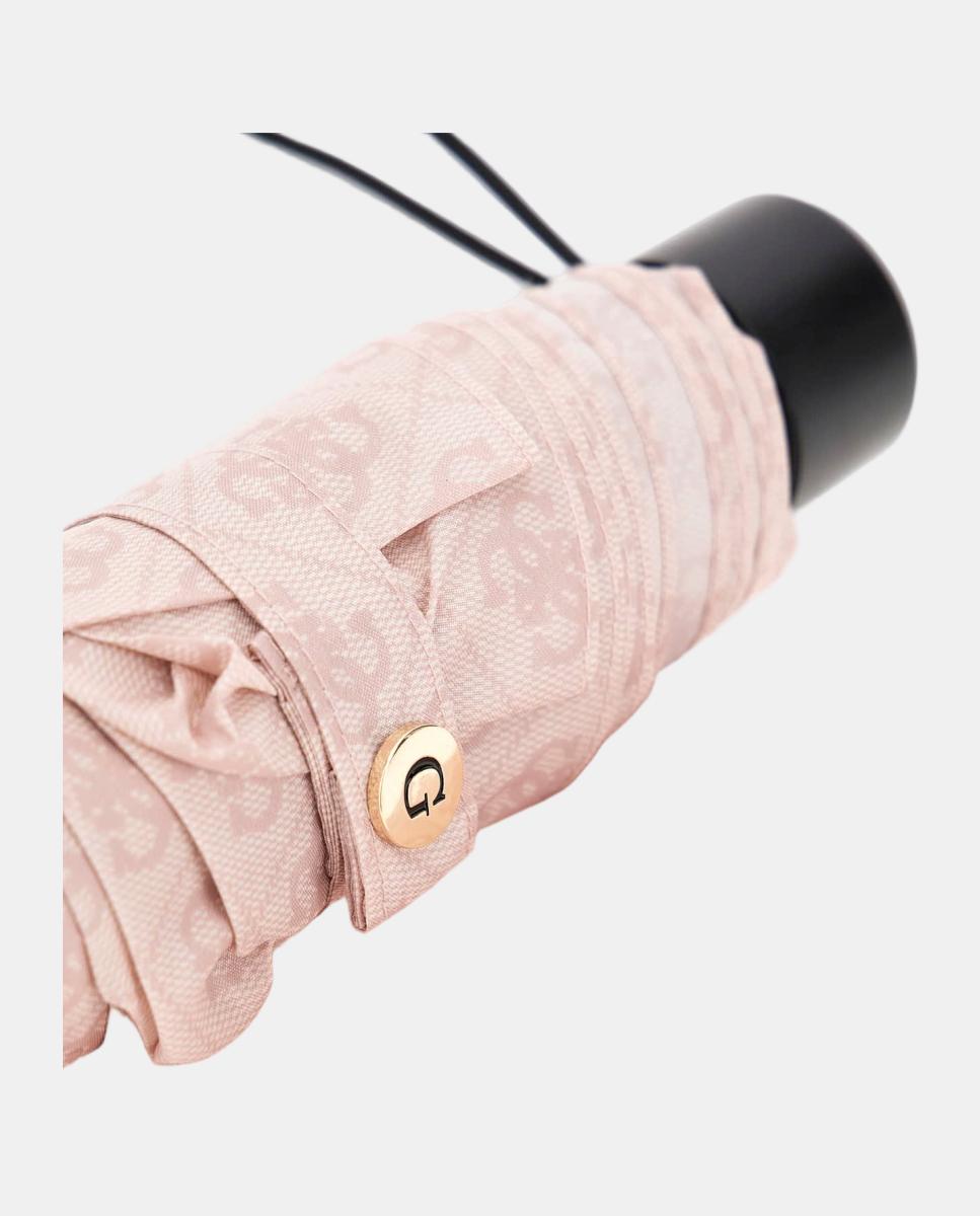 Imagen 3 de Paraguas plegable grande con estampado de logotipos - Guess - Rosa Rosa
