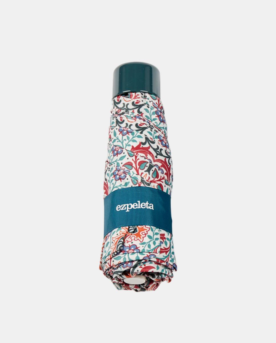 Guarda-Chuva Dobrável com Nécessaire de Estampado Floral Morris Verde-3