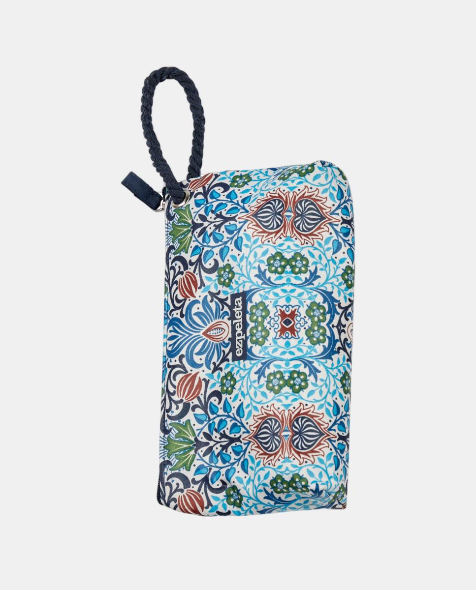 Guarda-Chuva Dobrável com Nécessaire de Estampado Floral Morris Azul-2
