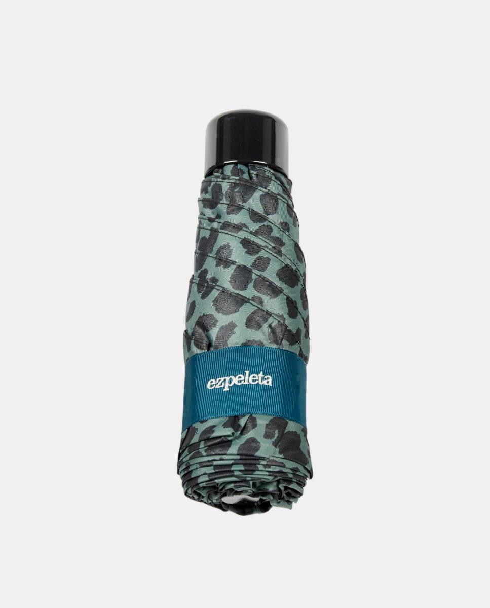 Guarda-Chuva Dobrável com Nécessaire de Neopreno. Animal print Verde Água-3