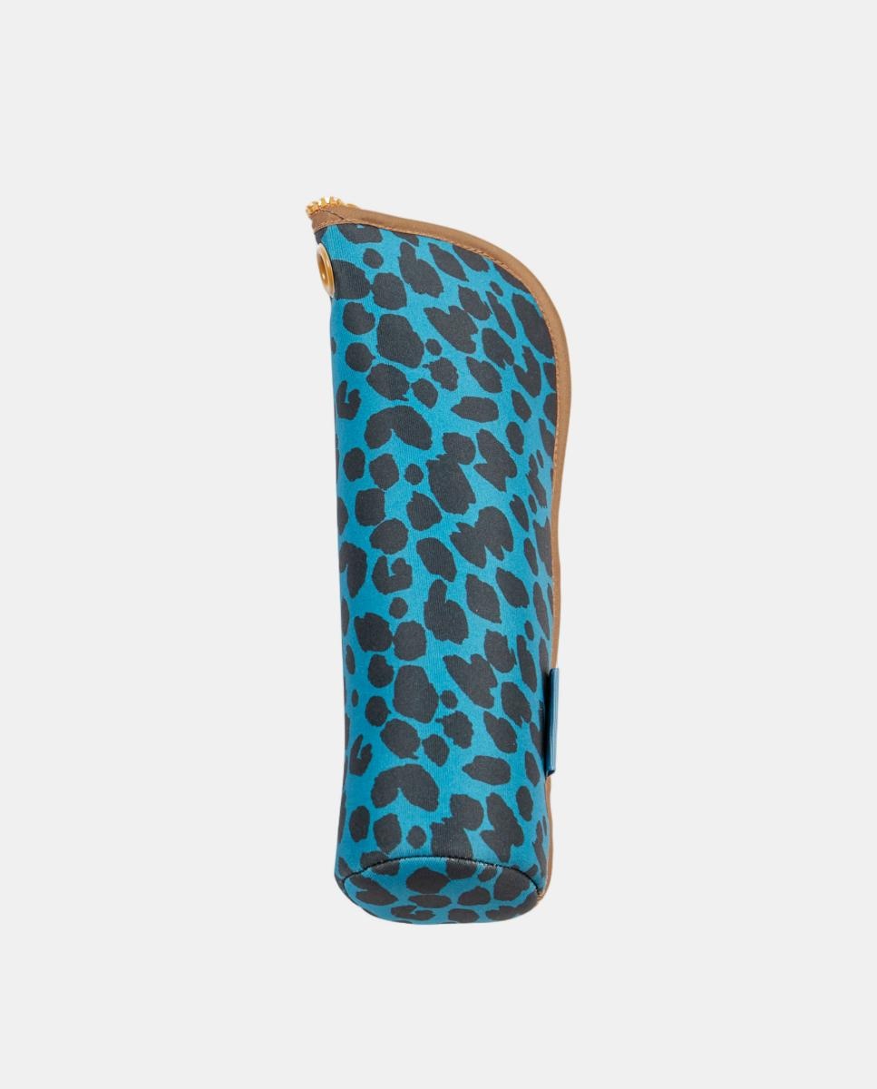 Guarda-Chuva Dobrável com Nécessaire de Neopreno. Animal print Azul-2