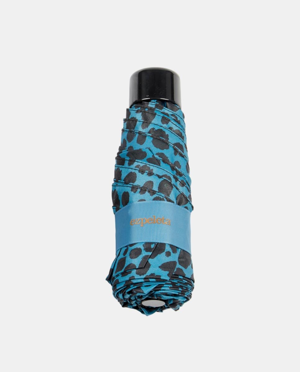 Guarda-Chuva Dobrável com Nécessaire de Neopreno. Animal print Azul-3